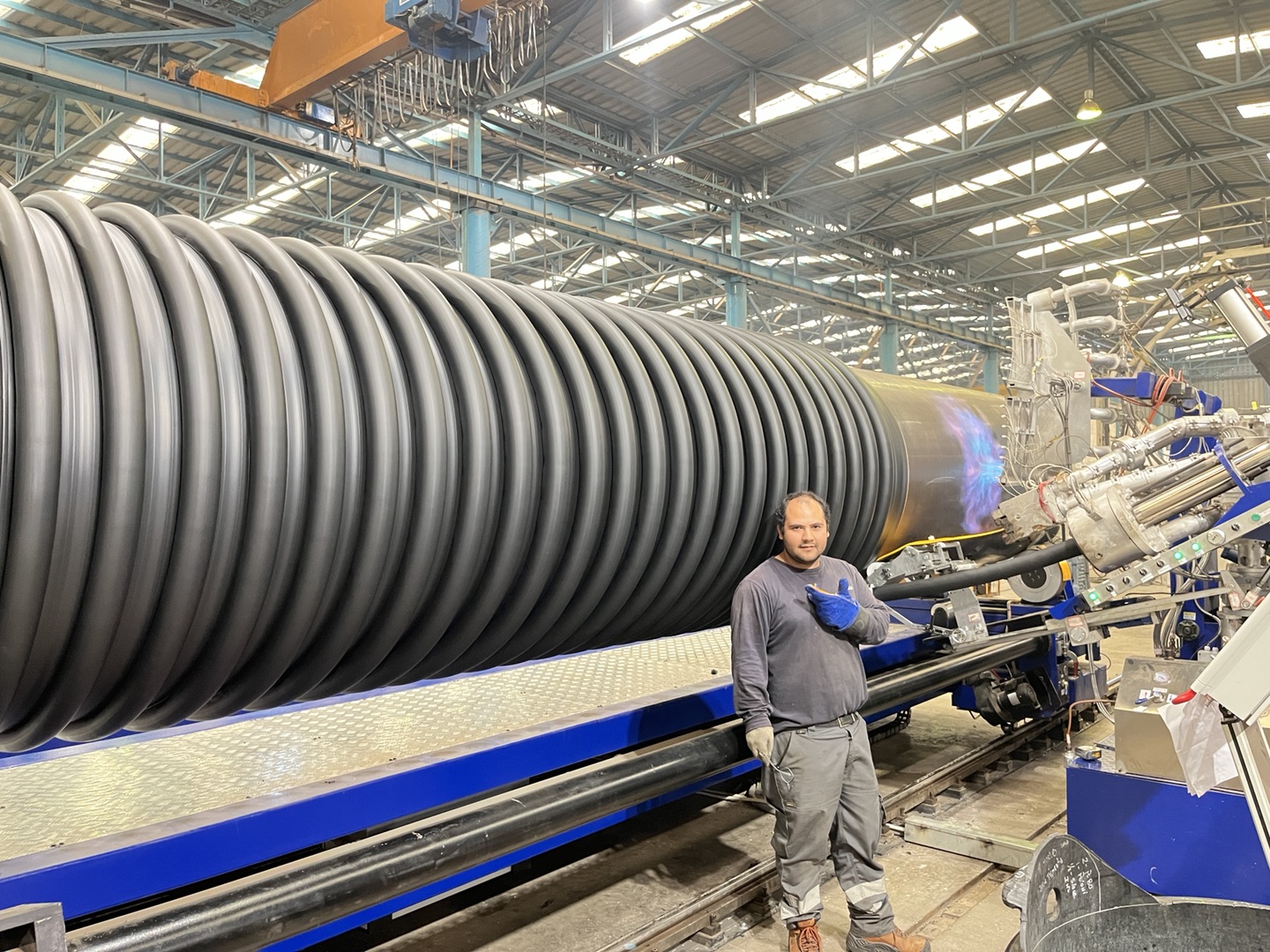 HDPE spiral pipe machine,krah pipe, krah pipe machine, helical extrusion, profilline pipe,profileen pipe, profilline machine,structured wall non-pressure pipes