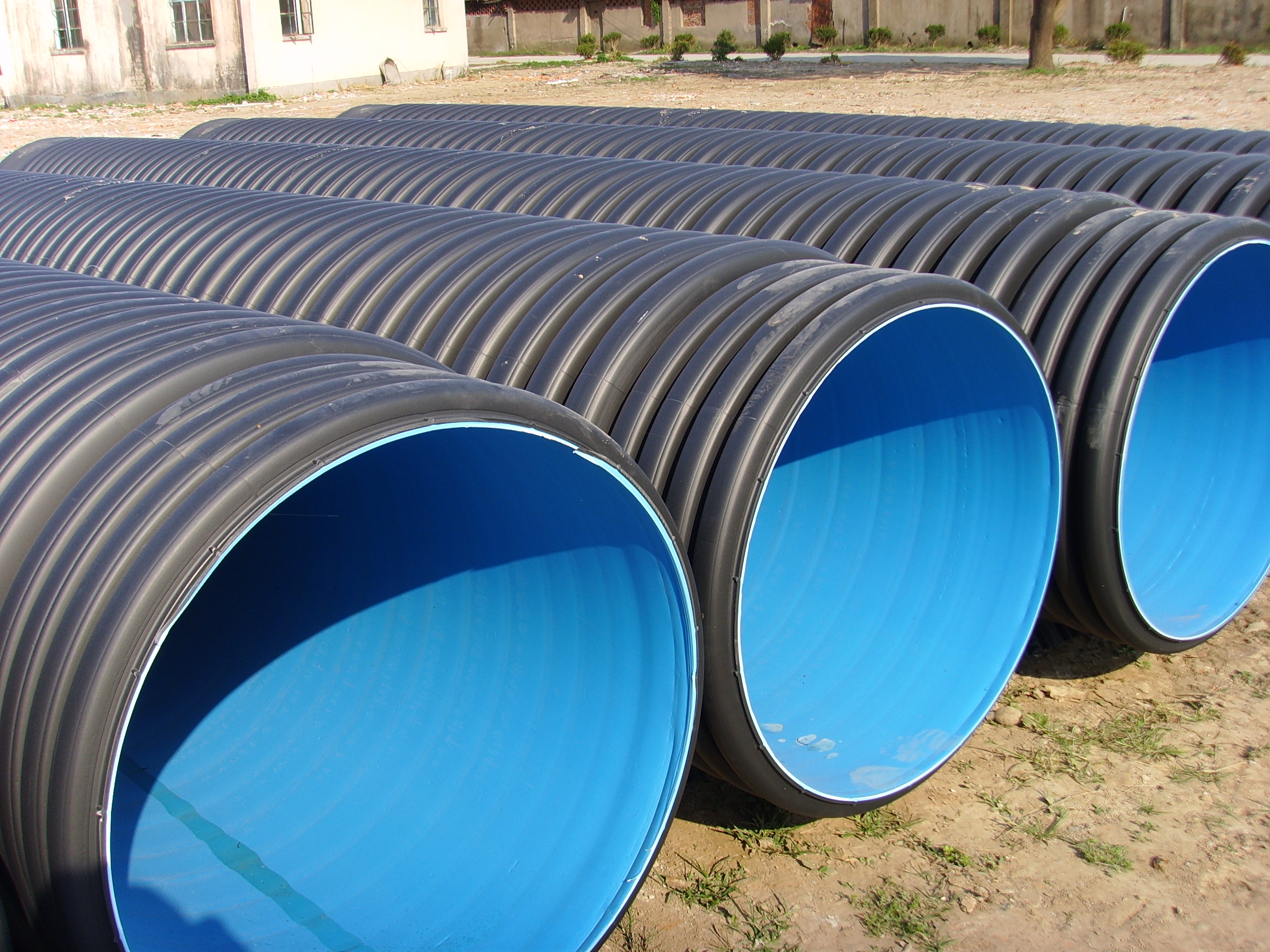 Detailed view of double wall corrugated pipe extrusion die head